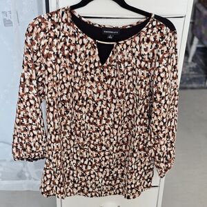 Fortune+Ivy Women's Patterned Blouse - Black and Brown